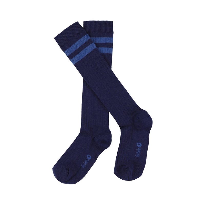 JORDAN STRIPE striped knee socks patriot blue - Lily Balou