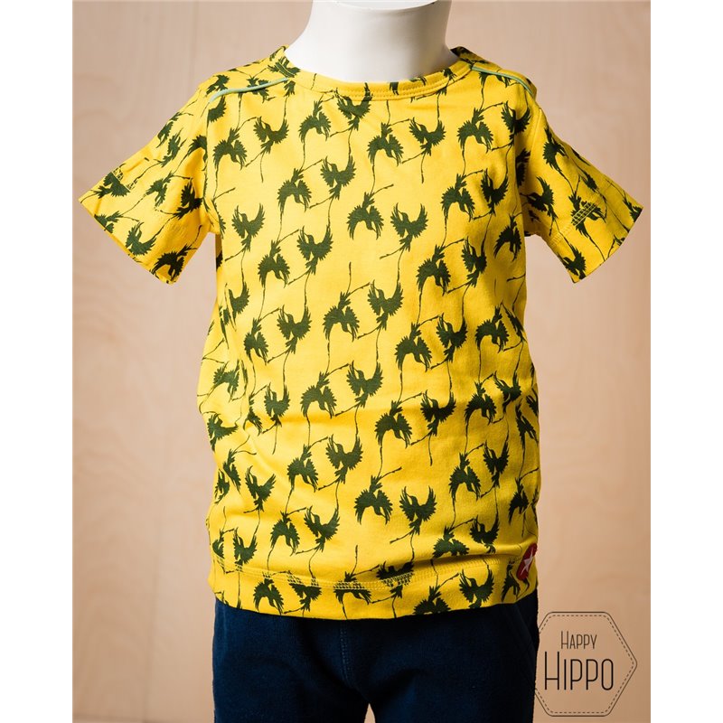 T-shirt bird print Geel - Kik*Kid