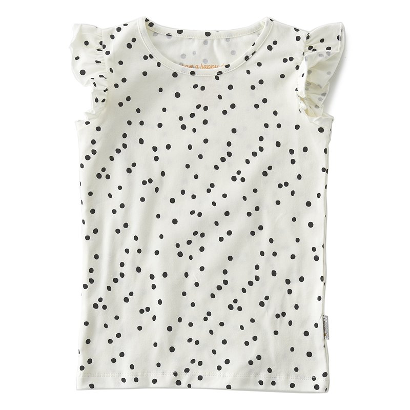 T-shirt ruffle sleeves black specks - Little Label
