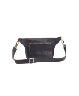 Beck's Bum Bag Black Full Croco - Croco Leather Strap - O My Bag