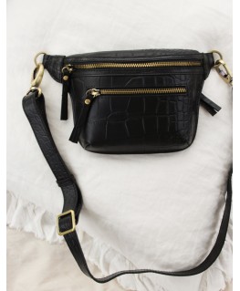 Beck's Bum Bag Black Full Croco - Croco Leather Strap - O My Bag