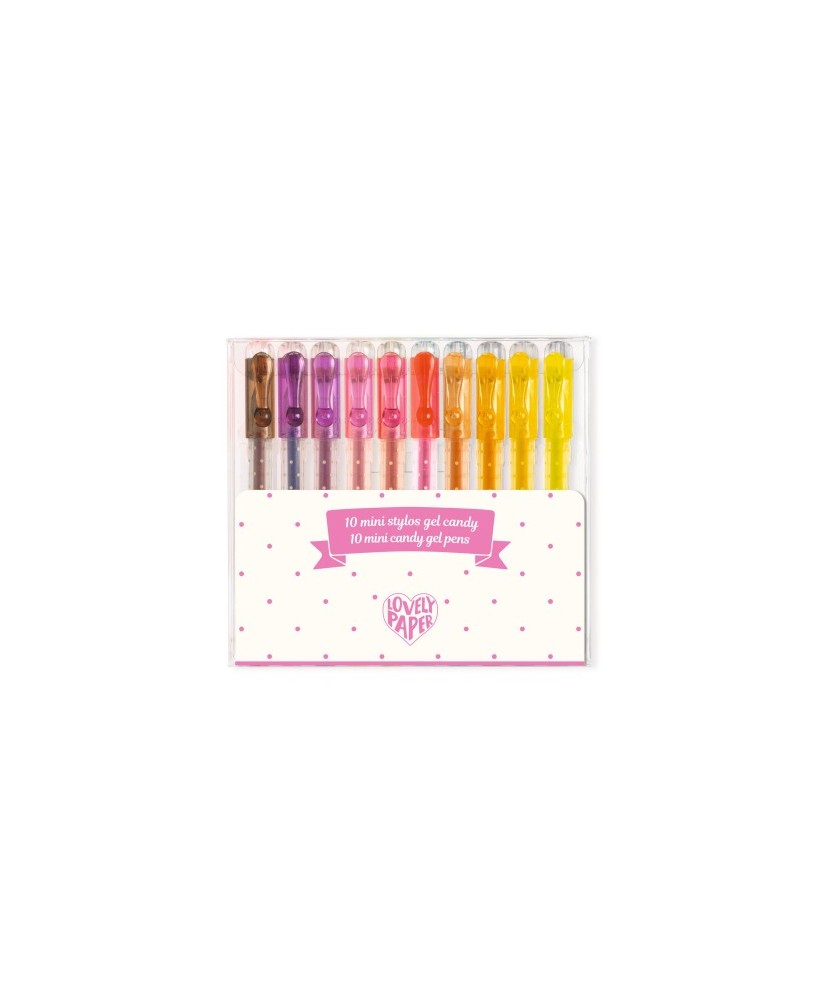 10 mini classic gel pens lovely paper - Djeco