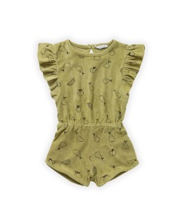 Jumpsuit ruffle tutti frutti print Olive green - Sproet & Sprout