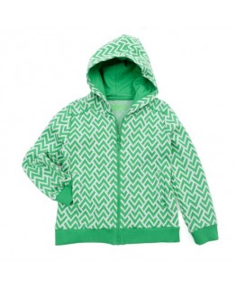 Tristan Hoody Jacquard Green Zigzag front - Lily Balou - Happy Hippo