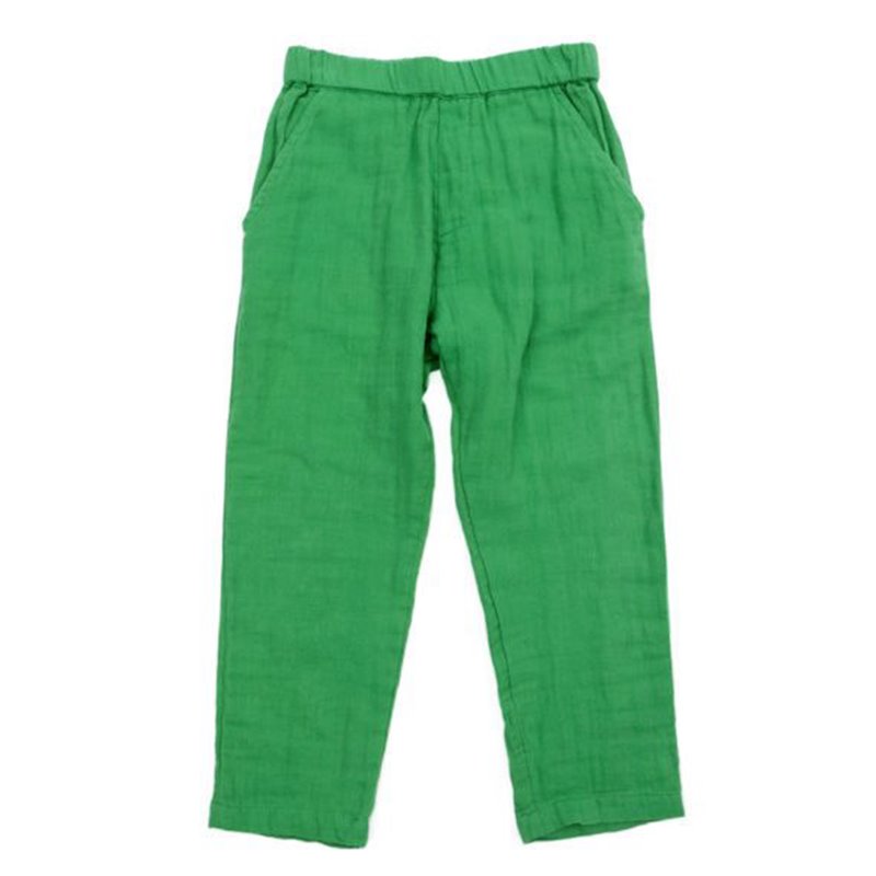 Nikki Trousers Muslin Grass Green front - Lily Balou - Happy Hippo