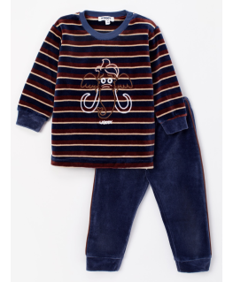 Unisex Pyjama bruin donkerblauw mini - Woody