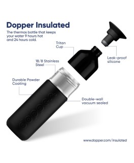 Drinkfles met isolatie 1000ml Black - Dopper