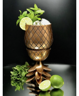 Cocktailbeker 300ml met deksel en rietje - ananas - mood bronze - Specter & cup